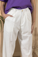 Load image into Gallery viewer, Trousers-Women's Linen Pleated Pants-White