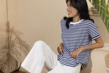 Load image into Gallery viewer, Women's Basic Stripey Tshirt- White Rib (Size:S&Xl)