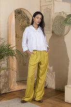 Load image into Gallery viewer, Trousers- Women's Linen Pleated Pants-Yellow