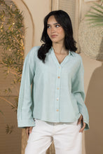 Load image into Gallery viewer, Basic Linen Women's Short Shirt- Mint