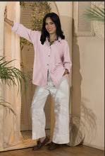Load image into Gallery viewer, Basic Linen Women's Long Shirt- Powder Pink