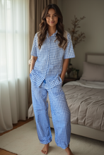 Load image into Gallery viewer, Women's Pyjamas-Blue Gingham (Size:S-XL)
