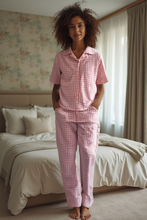 Load image into Gallery viewer, Women's Pyjamas- Pink Gingham (Size:S-XL)