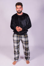 Load image into Gallery viewer, Boy's-Black & White Checked Fleece Pyjamas (Size 14)