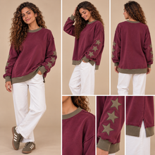 Load image into Gallery viewer, Star Sleeve Sweatshirt-Burgundy