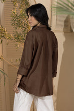 Load image into Gallery viewer, Basic Linen Women's Long Shirt - Brown