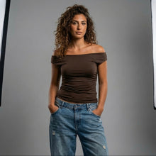 Load image into Gallery viewer, Basic Top-Off Shoulder-Brown