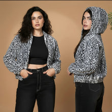Load image into Gallery viewer, Women's Fur Leopard Jacket -Black & Grey (Size S-M-L)- BLACK FRIDAY OFFER