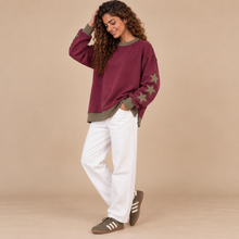 Load image into Gallery viewer, Star Sleeve Sweatshirt-Burgundy