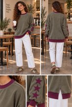 Load image into Gallery viewer, Star Sleeve Sweatshirt-Khaki
