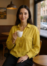 Load image into Gallery viewer, Basic Linen Women's Short Shirt - Yellow