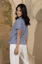 Load image into Gallery viewer, Women's Basic Stripey Tshirt- Burgundy Rib
