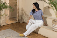 Load image into Gallery viewer, Women's Basic Stripey Tshirt- Burgundy Rib
