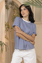 Load image into Gallery viewer, Women's Basic Stripey Tshirt- White Rib (Size:S&amp;Xl)
