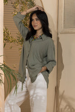 Load image into Gallery viewer, Basic Linen Women's Long Shirt - Khaki
