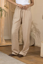 Load image into Gallery viewer, Trousers-Women's Linen Wide Leg Pants-Beige (Size: Small)
