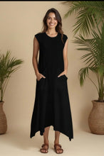 Load image into Gallery viewer, Asymmetrical Popcorn Cotton Dress-Black (Sizes:S.M.L.XL)
