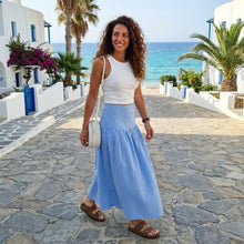 Load image into Gallery viewer, Gingham Checked Skirt-Light Blue
