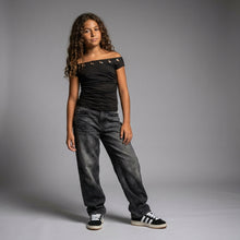 Load image into Gallery viewer, Basic Top With Metal Rings-Off Shoulder Neck-Black
