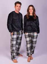 Load image into Gallery viewer, Women&#39;s Black &amp; White Checked Fleece Pyjamas (Sizes:S-XL)
