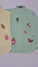 Load and play video in Gallery viewer, Stripey 100% Cotton EMBROIDERED Shirt-Mexico-GREEN
