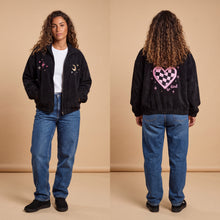 Load image into Gallery viewer, Women's Embroidered Jacket-Heart-Black
