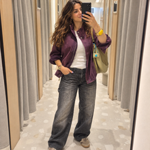 Load image into Gallery viewer, Gabardine Bomber Jacket-Washed Plum

