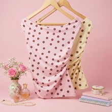 Load image into Gallery viewer, Basic Top Off Shoulder-Polka Dots-Yellow &amp; Brown Spots
