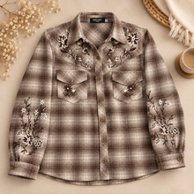 Load image into Gallery viewer, Cowboy Flower Embroidered Shirt-Brown

