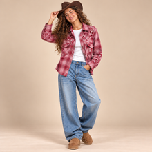 Load image into Gallery viewer, Cowboy Flower Embroidered Shirt-Burgundy
