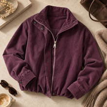 Load image into Gallery viewer, Gabardine Bomber Jacket-Washed Plum
