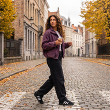 Load image into Gallery viewer, Gabardine Bomber Jacket-Washed Plum
