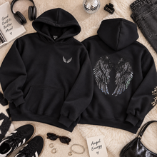 Load image into Gallery viewer, Hoodie- Sequin Angel Wings-Black
