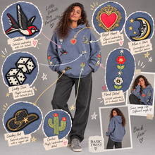 Load image into Gallery viewer, Hoodie-EMBROIDERED-Wild Hearts-Grey
