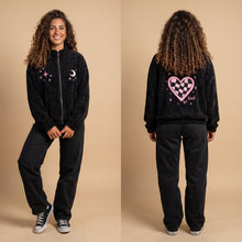 Load image into Gallery viewer, Women's Embroidered Jacket-Heart-Black
