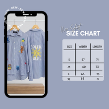 Load image into Gallery viewer, Stripey 100% Cotton EMBROIDERED Shirt-Marine-BLUE
