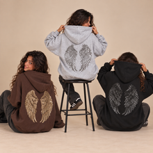 Load image into Gallery viewer, Hoodie-Sequin Angel Wings-Grey
