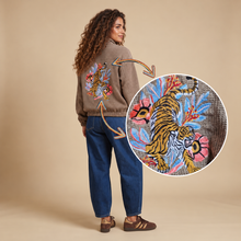 Load image into Gallery viewer, Women's Embroidered Jacket-Tiger-Cafe
