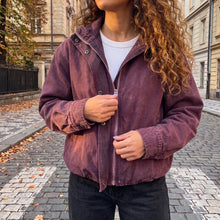 Load image into Gallery viewer, Gabardine Bomber Jacket-Washed Plum
