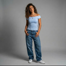 Load image into Gallery viewer, Basic Top-Off Shoulder-Sky Blue
