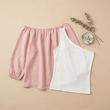 Load image into Gallery viewer, Off Shoulder Elasticated Top-Cashmere Pink -2 piece- (includes top for lining)
