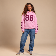 Load image into Gallery viewer, Hoodie-Embroidered Number 88-Pink &amp; Berry
