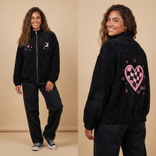 Load image into Gallery viewer, Women's Embroidered Jacket-Heart-Black
