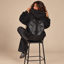 Load image into Gallery viewer, Hoodie- Sequin Angel Wings-Black
