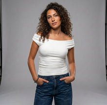 Load image into Gallery viewer, Basic Top-Off Shoulder-White
