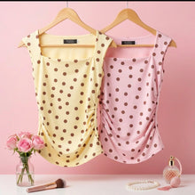 Load image into Gallery viewer, Basic Square Neck-Polka Dots-Yellow &amp; Brown Spots
