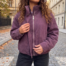 Load image into Gallery viewer, Gabardine Bomber Jacket-Washed Plum
