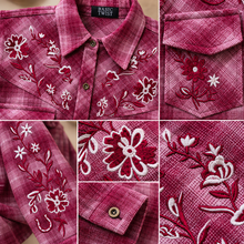 Load image into Gallery viewer, Cowboy Flower Embroidered Shirt-Burgundy
