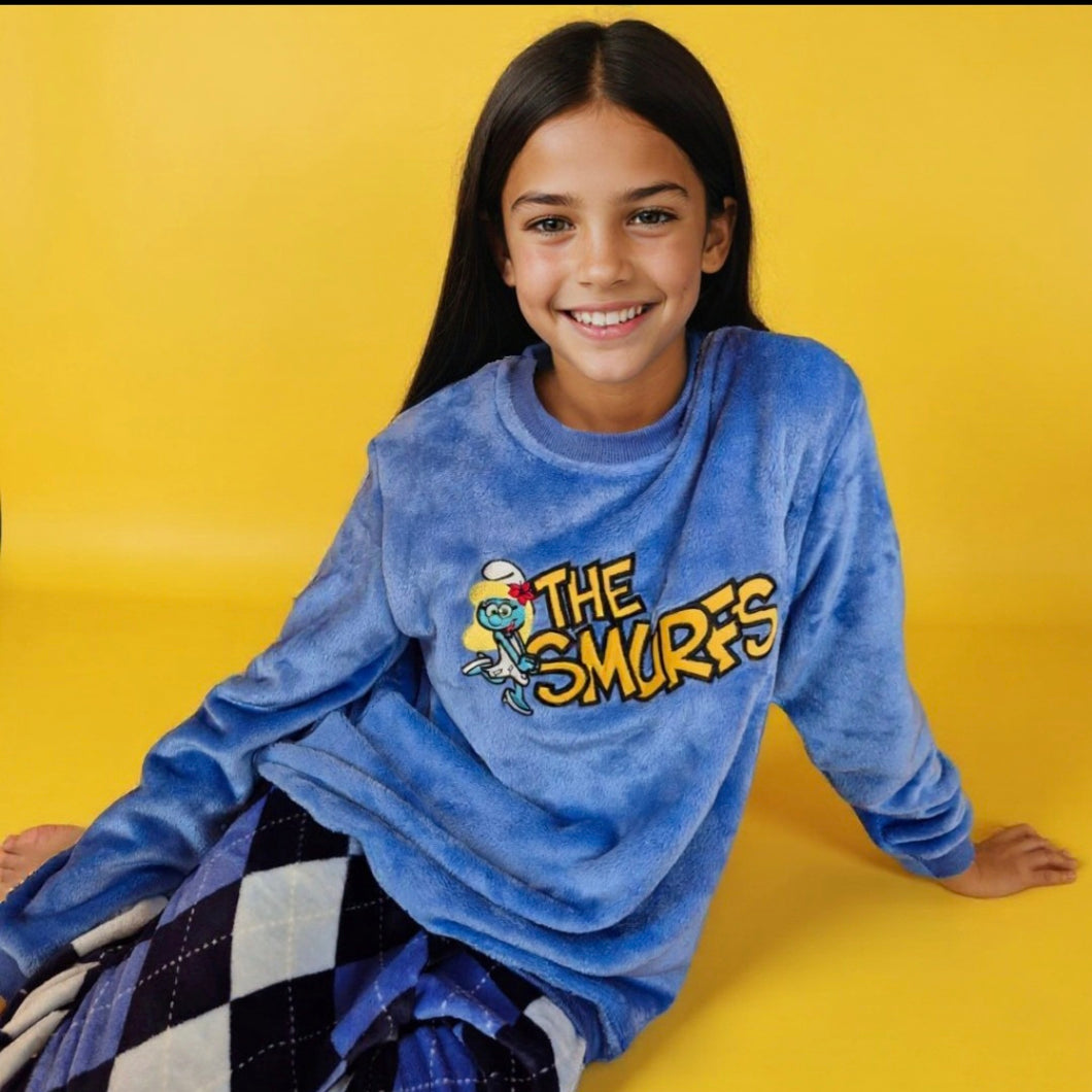Girl's Smurfs Fleece Pyjamas (Sizes 3-12 yrs)