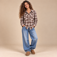 Load image into Gallery viewer, Cowboy Flower Embroidered Shirt-Brown
